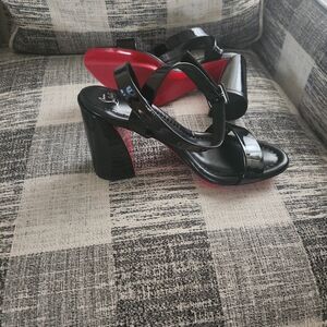 Authentic Christian Louboutin Black Strappy Miss Sabina Heels with Red Soles